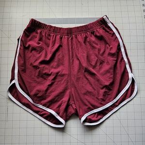 Burgundy Athletic Shorts with White Trim